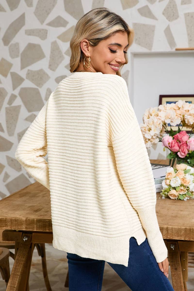 CWOSWL5203_SOLID COLOR CREW-NECK LONG-SLEEVED SWEATER