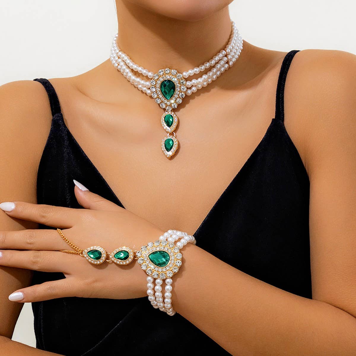IMITATION PEARL RHINESTONE FASHION COLLAR JEWELRY