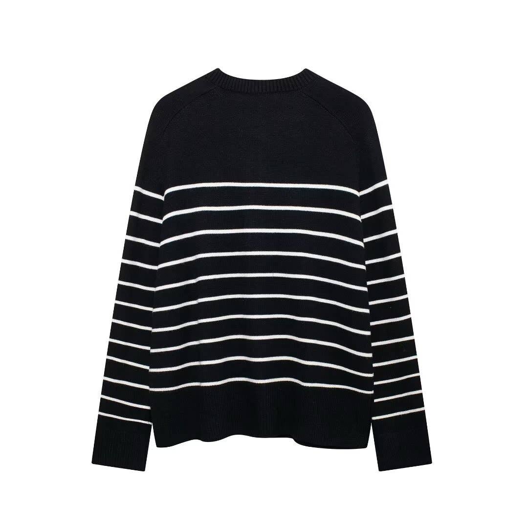 CONTRASTING SINGLE BREASTED CREW-NECK CARDIGAN