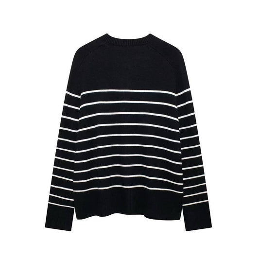 CONTRASTING SINGLE BREASTED CREW-NECK CARDIGAN