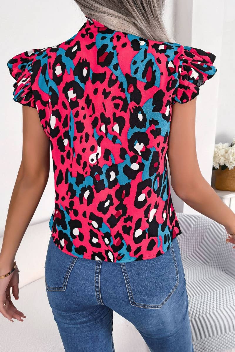 CWOV0301_CHIFFON LEOPARD PRINT WOOD EAR LACE TOP