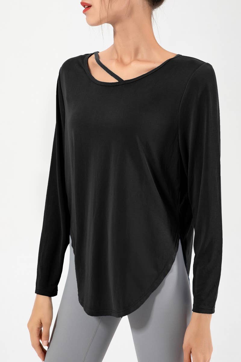 CWTBLL2941_LOOSE LONG SLEEVE YOGA WEAR FITNESS COVER UP