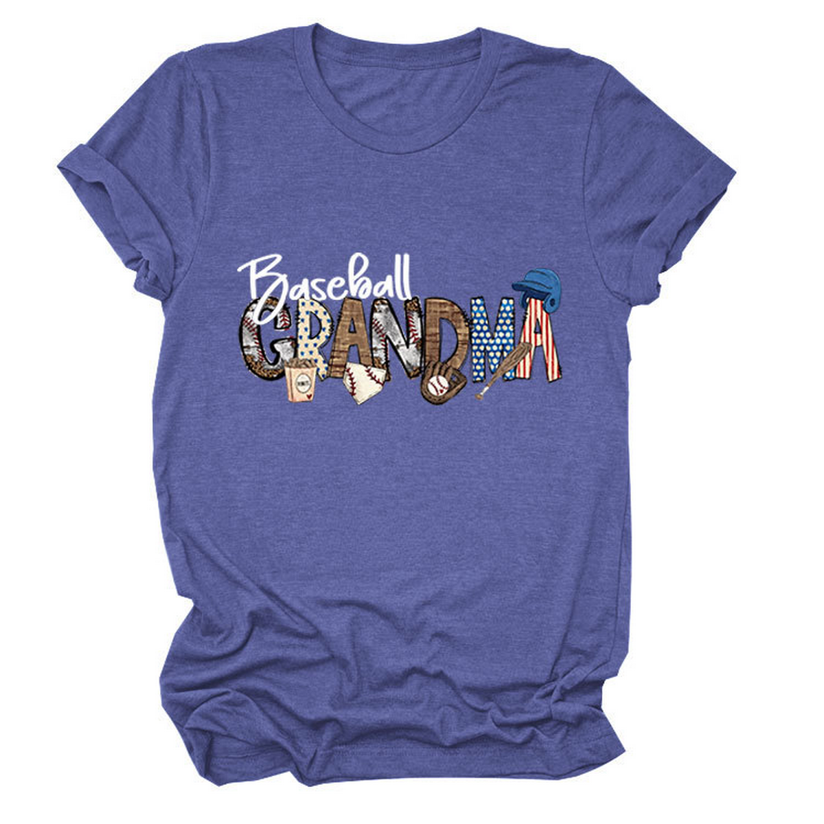 Casual Crew Neck Tee ?œBaseball Grandma??Shirt_CWTTSL0496