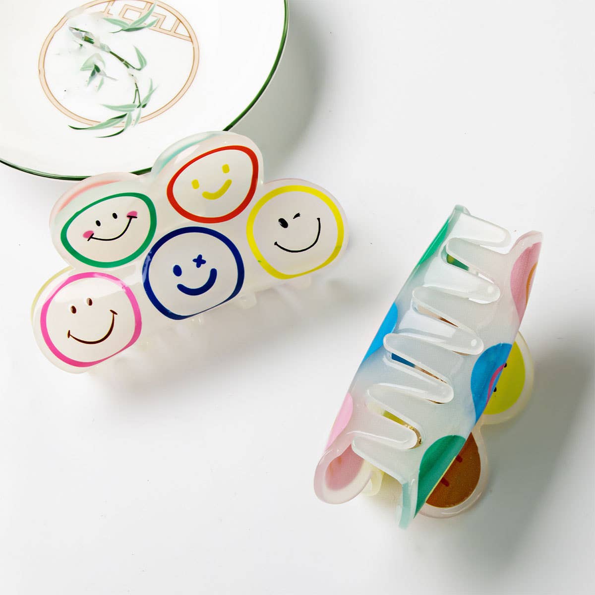 Cartoon Smiley Hair Claw - Cute Back Head Clip_CWAHA0279