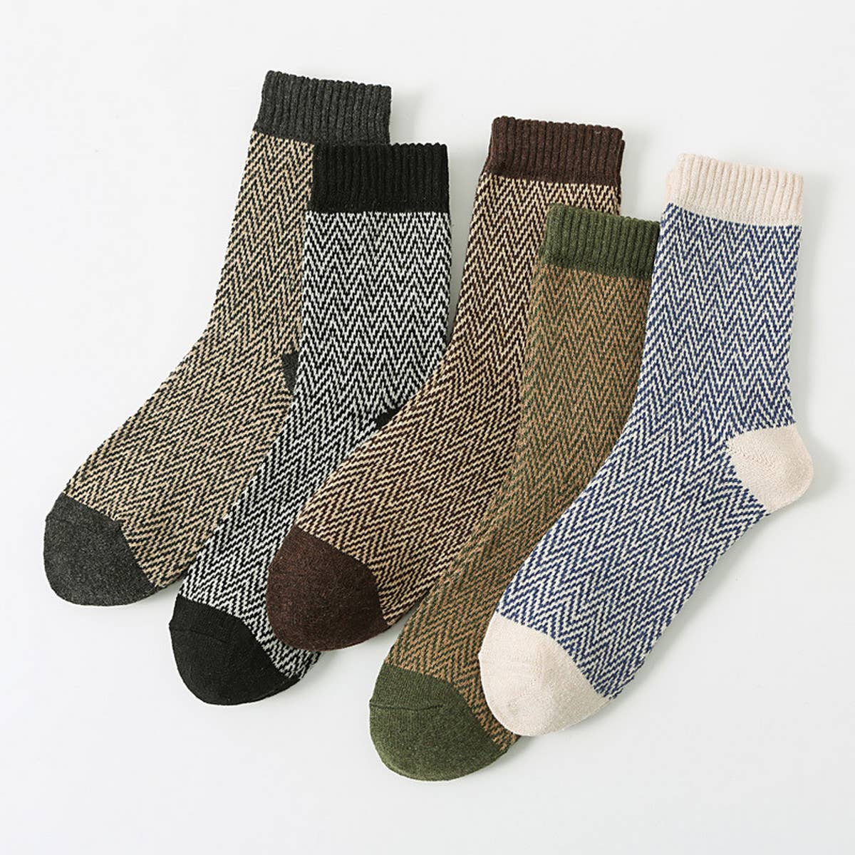 5 PAIRS OF WARM RETRO STRIPED SOCKS_CWMS0686