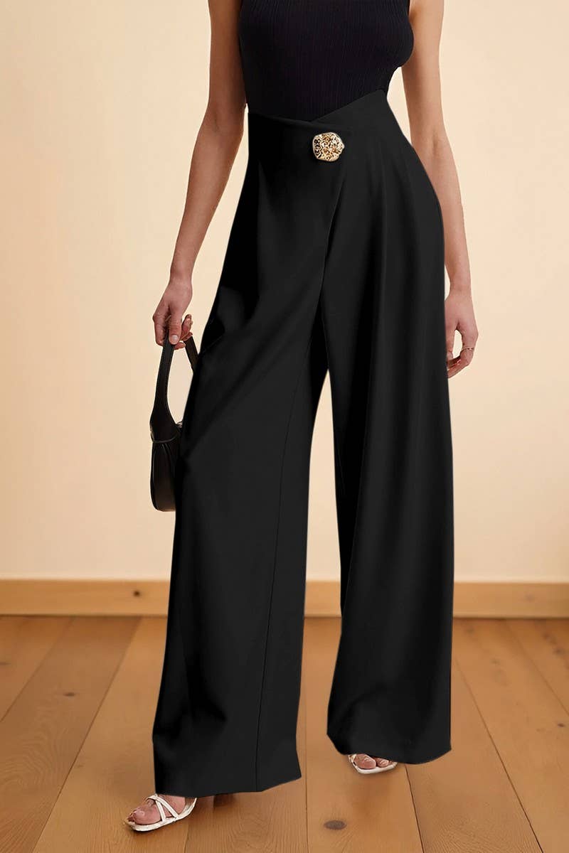 CWBLP2191_ASYMMETRICAL WAIST HIGH RISE WIDE LEG PANTS