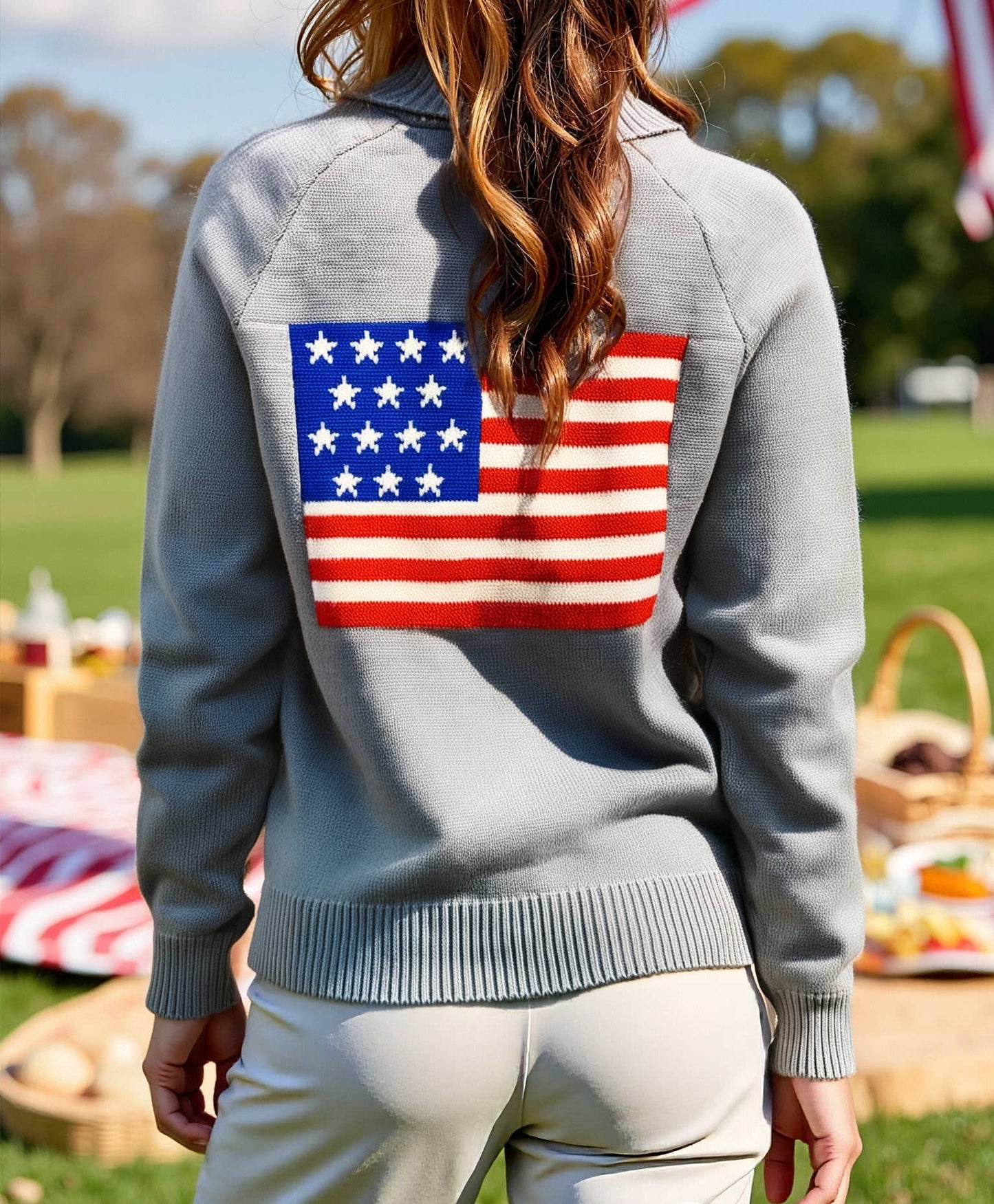 Casual loose long-sleeved V-neck Cardigan