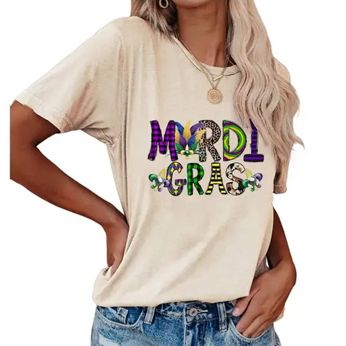 EASTER LOOSE PRINT ROUND NECK PULLOVER T SHIRT_CWTTS0798