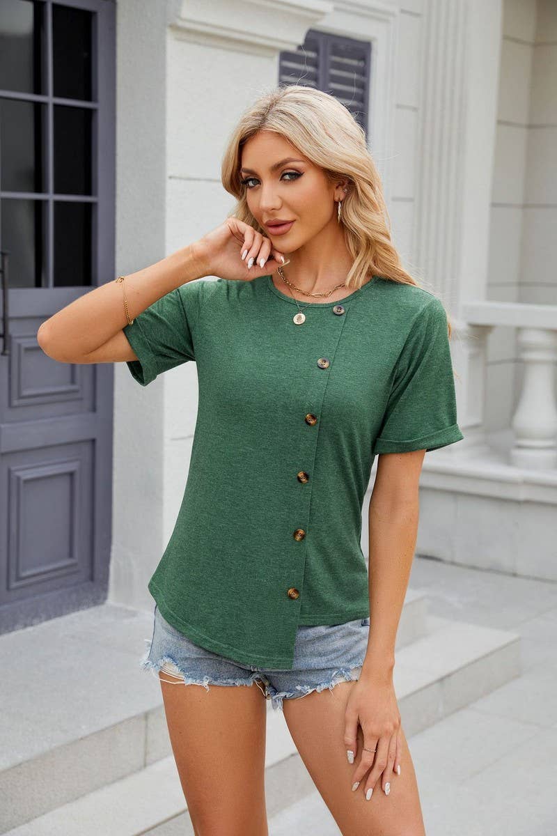 CWTTS0841_Round Neck Short Sleeve Knit Top