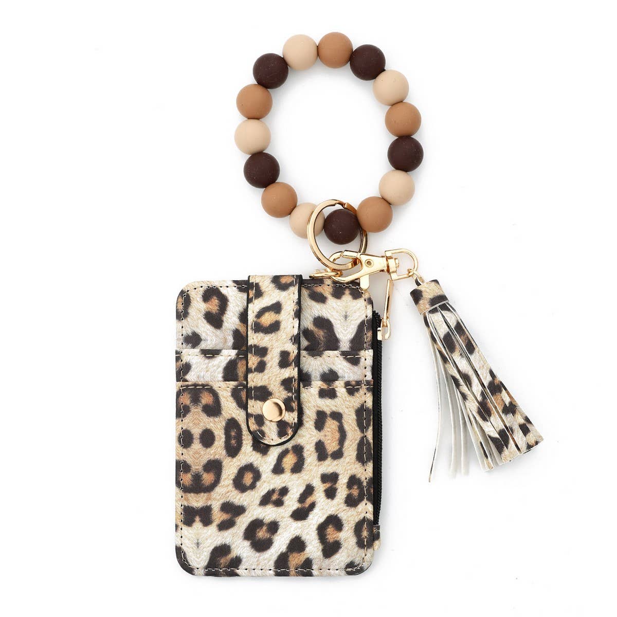 Pattern PU Card Holder with Silicone Bead Chain_CWAB4966