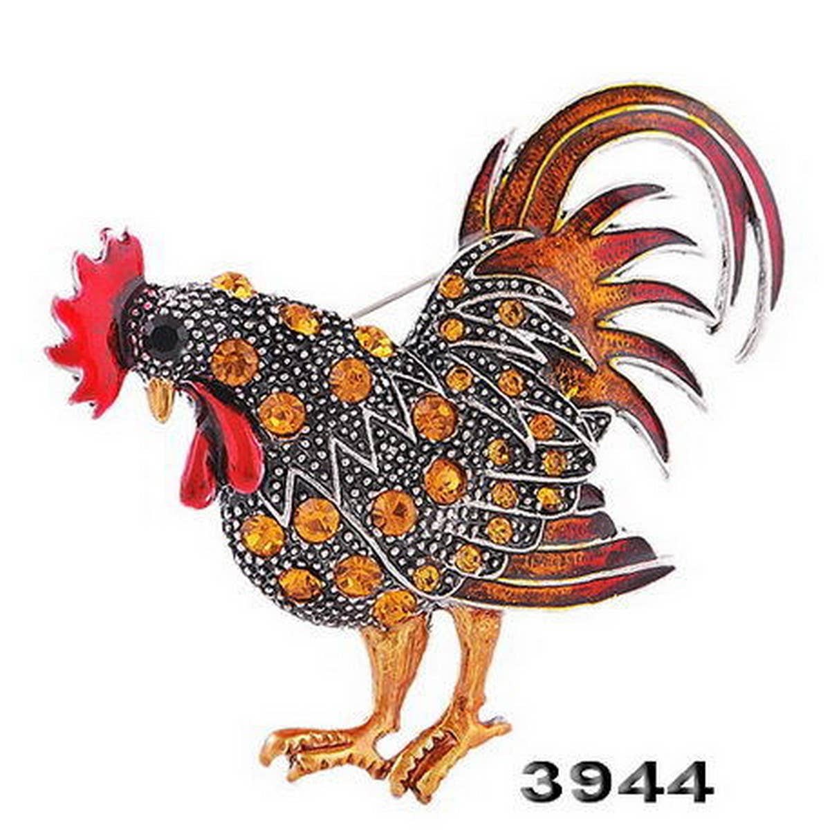CWAJE2569_CREATIVE CARTOON ANIMAL ROOSTER BROOCH