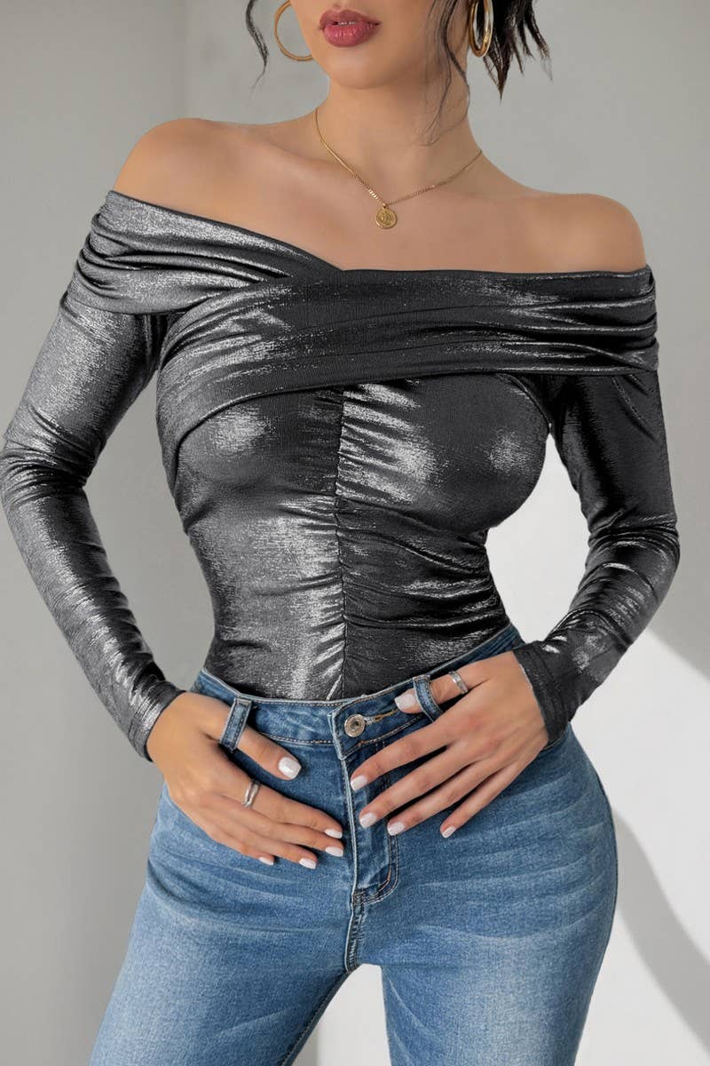 CWSBSL0129_HIGH ELASTIC OFF-SHOULDER CROSS BODYSUIT