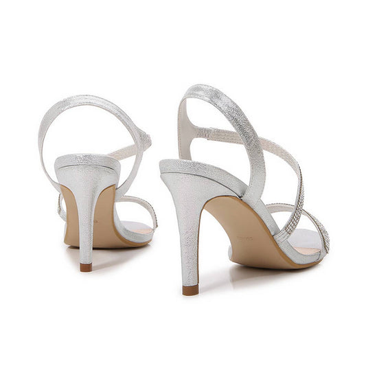 ROUND TOE RHINESTONE STILETTO PUMPS