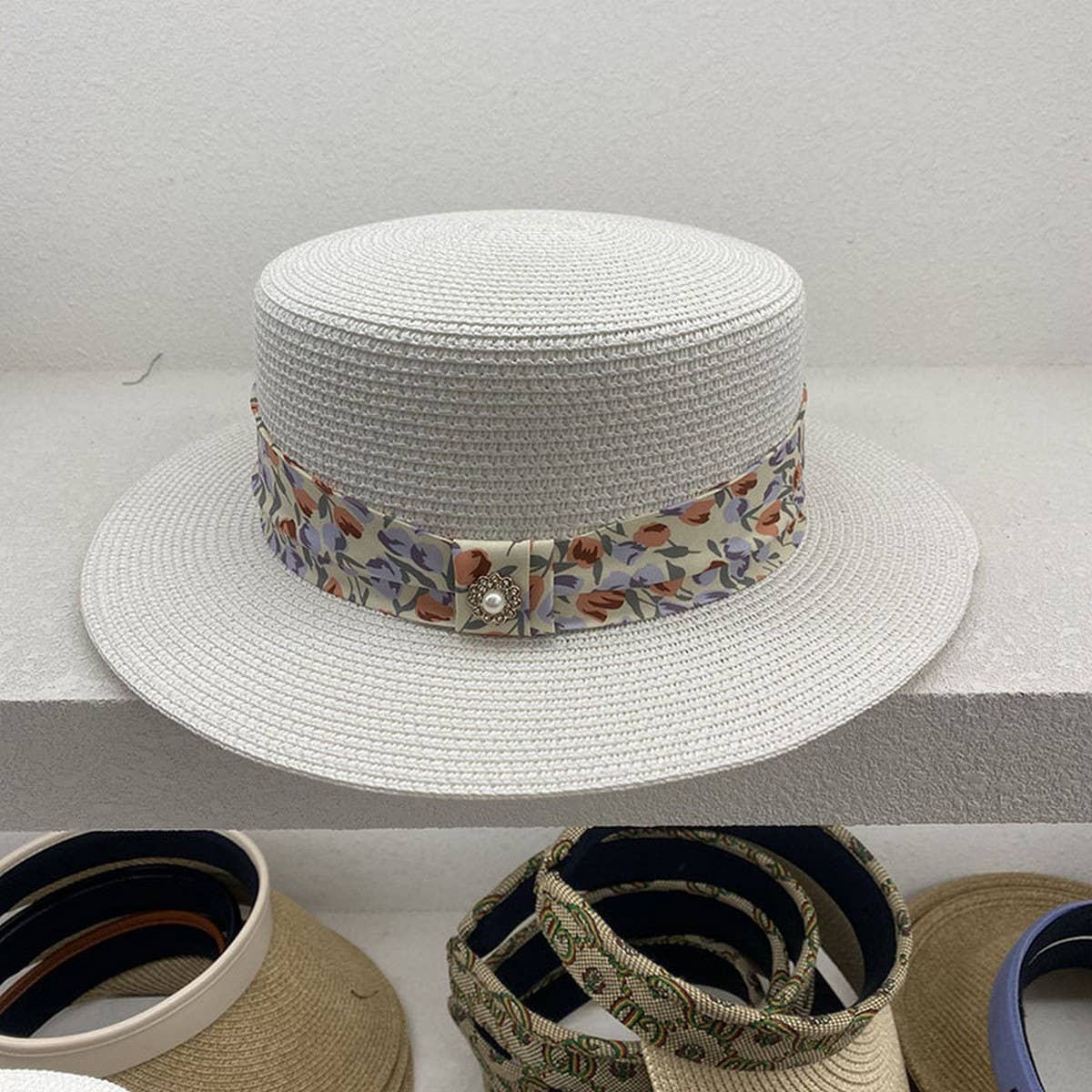New summer floral flat top sun hat for women_CWAH3573