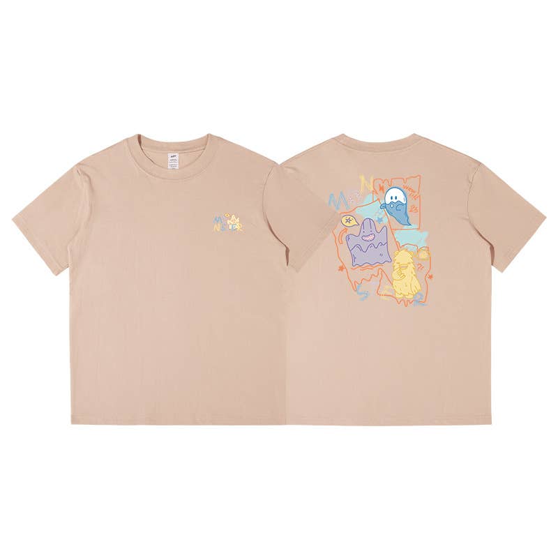 CWTTS0939_ALPHABET ANIMAL PRINT ROUND NECK CASUAL T SHIRT