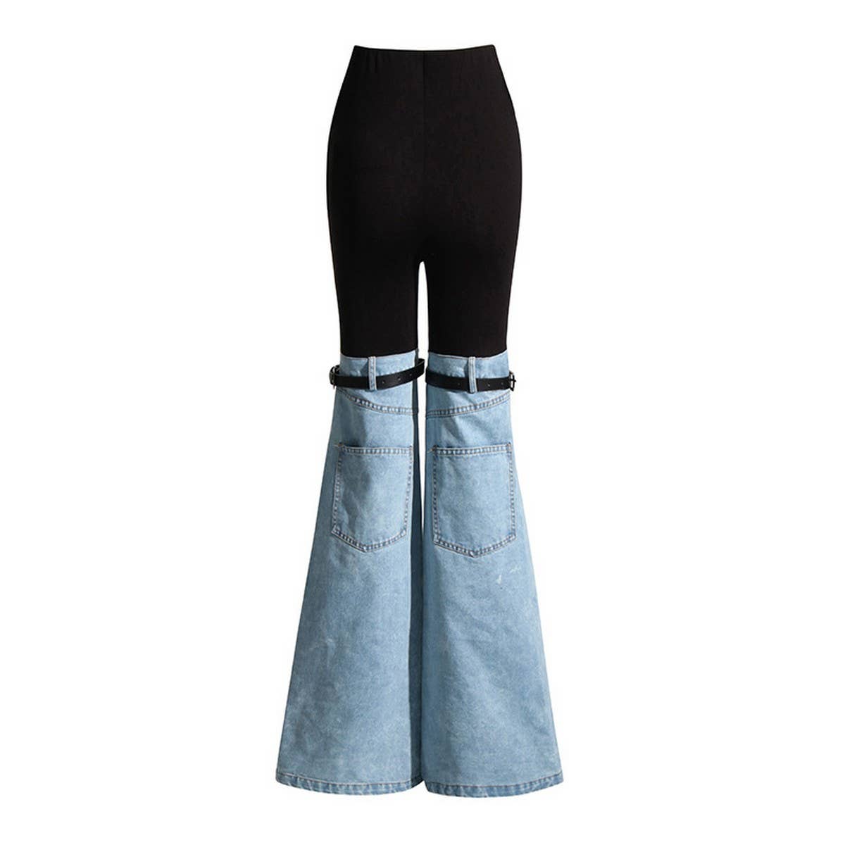 FASHIONABLE DENIM PATCHWORK CASUAL PANTS_CWJP0204