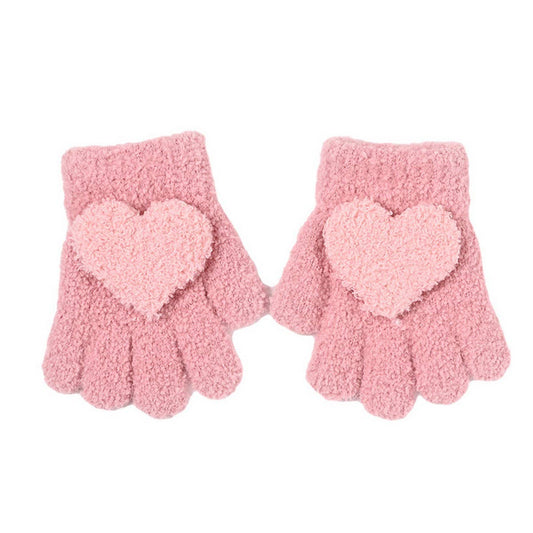 CWAG0279_FIVE-FINGER HEART KNITTED CHILDREN'S GLOVES