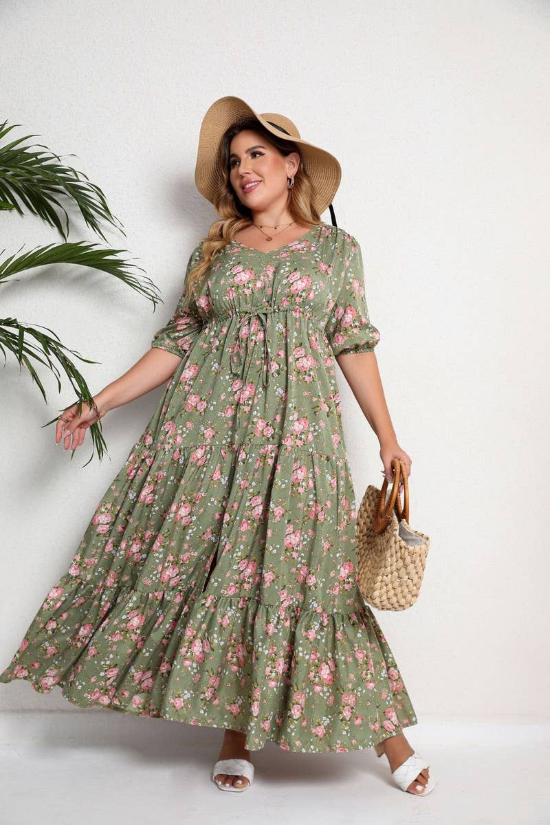 CWDMD3205_PLUS SIZED BOHEMIAN PRINT LOOSE MAXI DRESS