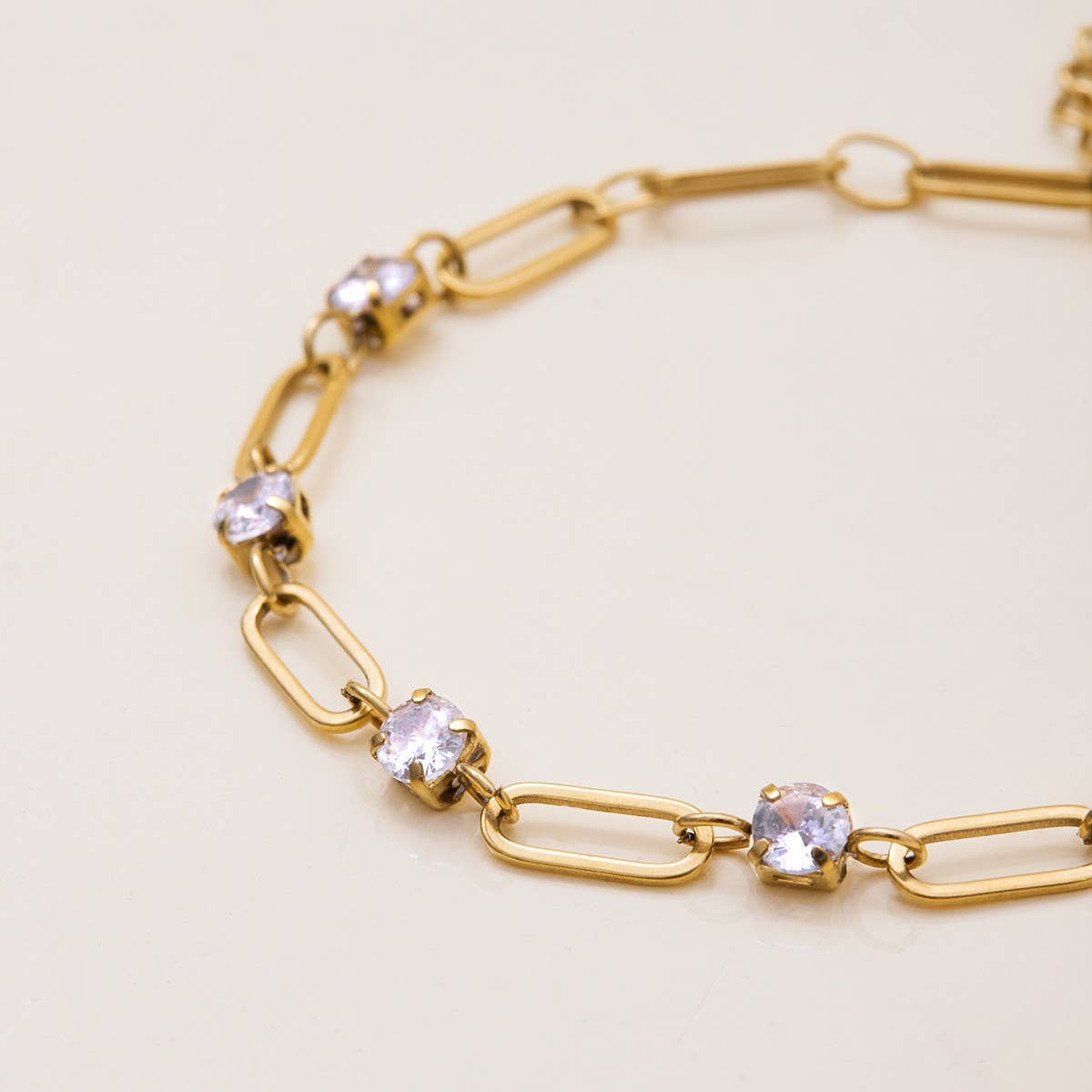 18K Gold Steel Round Zircon White Tennis Chain_CWAJE4803