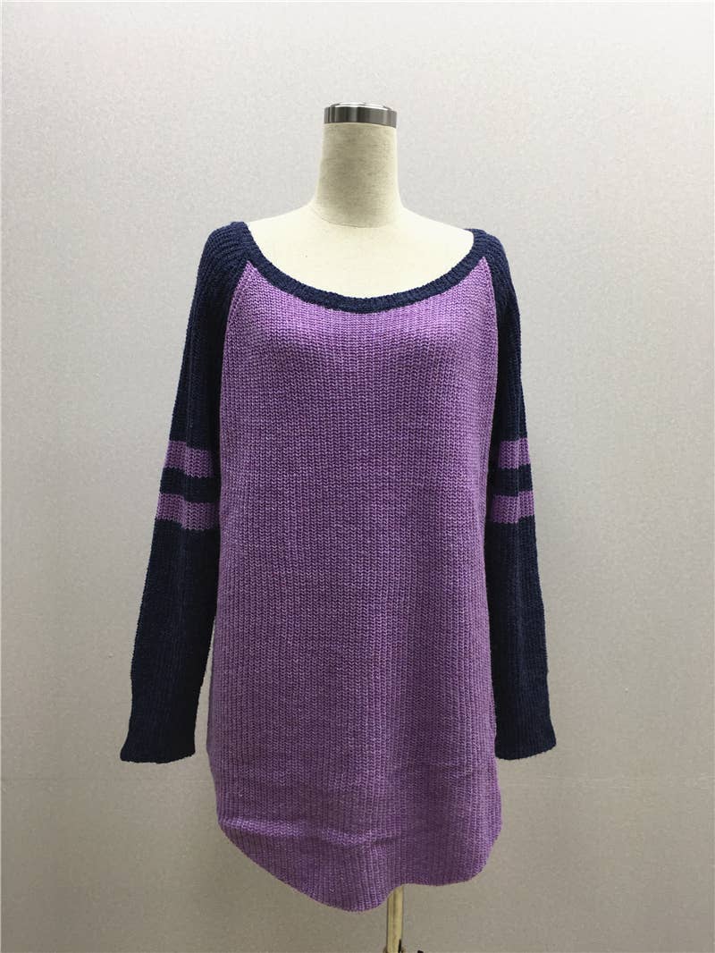 ALL-IN-ONE LONG LOOSE SOLID PULLOVER SWEATER