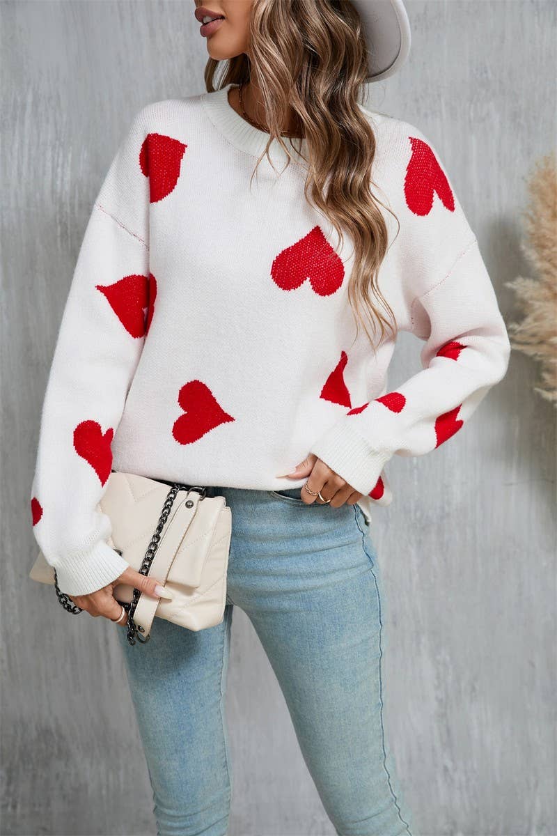 CWOSWL5762_VALENTINE'S DAY HEART LONG SLEEVE KNITTED SWEATER