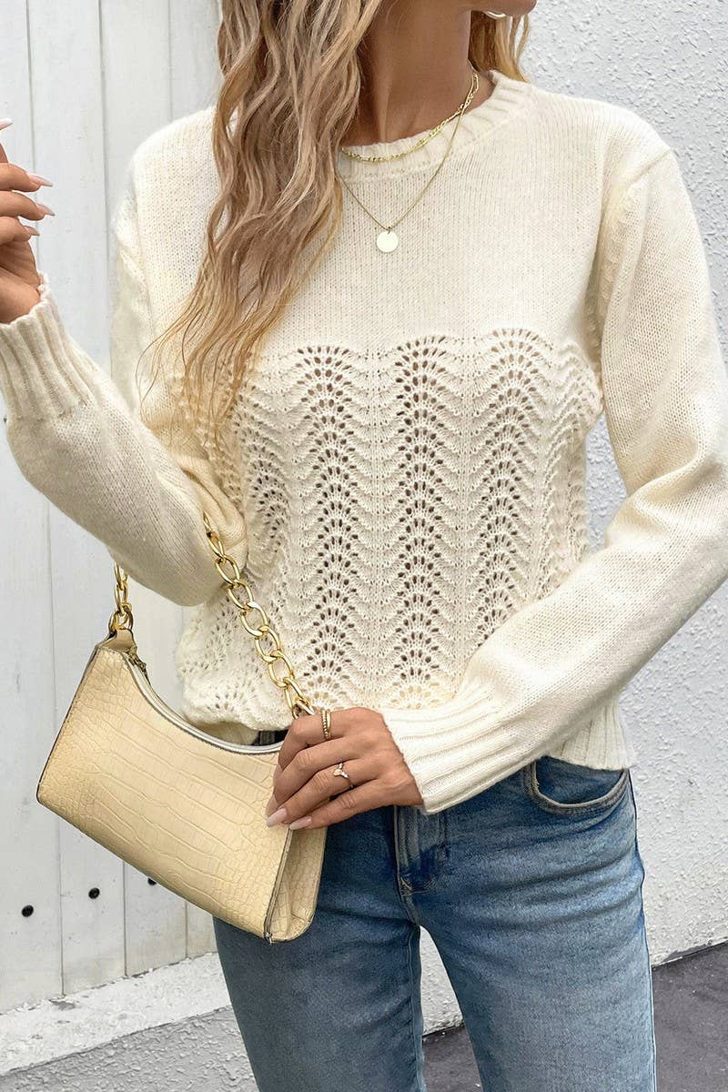 CWTTL1973_SOLID COLOR SIMPLE HIGH-END CASUAL KNITTED SWEATER
