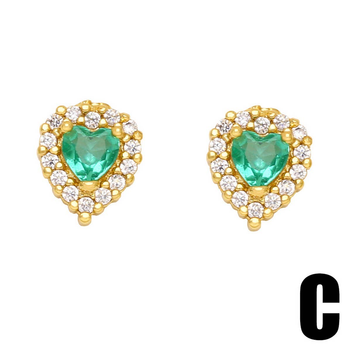 COLORED ZIRCON HEART BOW EARRINGS