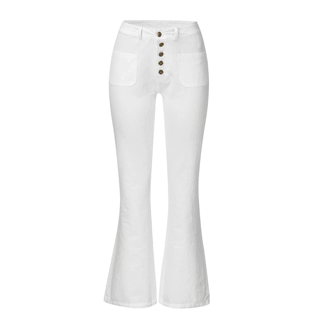 Breasted flared flared high-bounce slim jeans