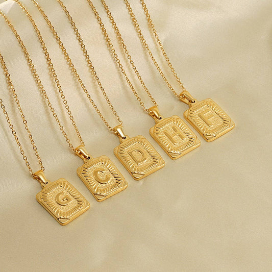 CWAJE1937_Square Stainless Steel Letter Fashion Necklace