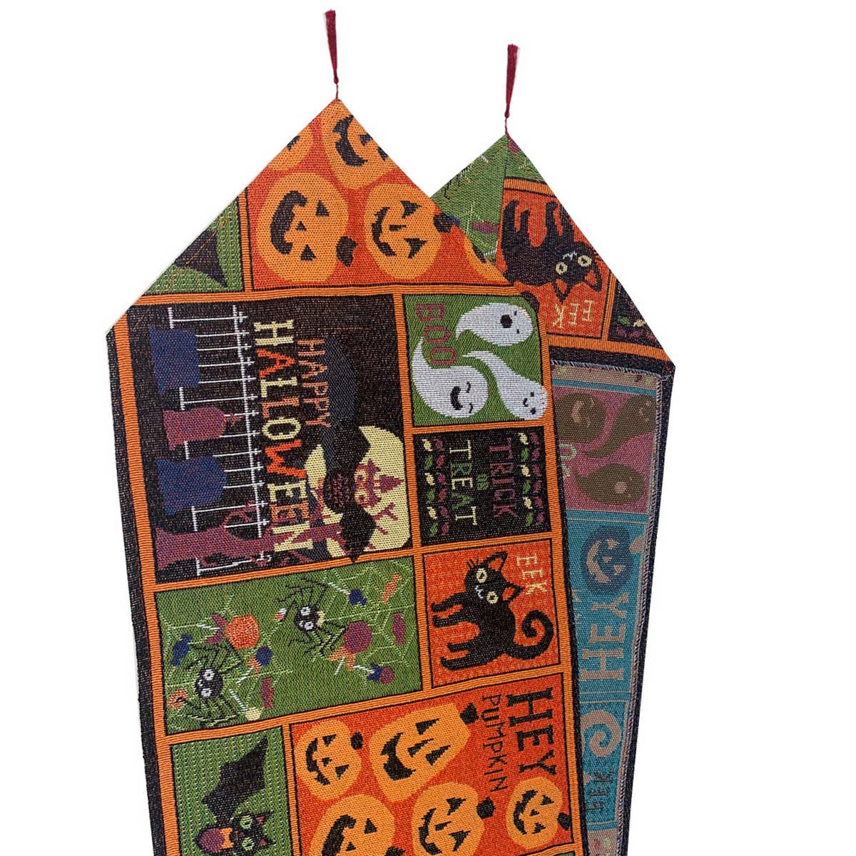 HALLOWEEN FULL MOON BLACK CAT TABLE RUNNER