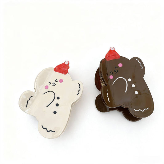 CWAHA07716_CHRISTMAS GINGERBREAD BEAR CLAW HAIR CLIP