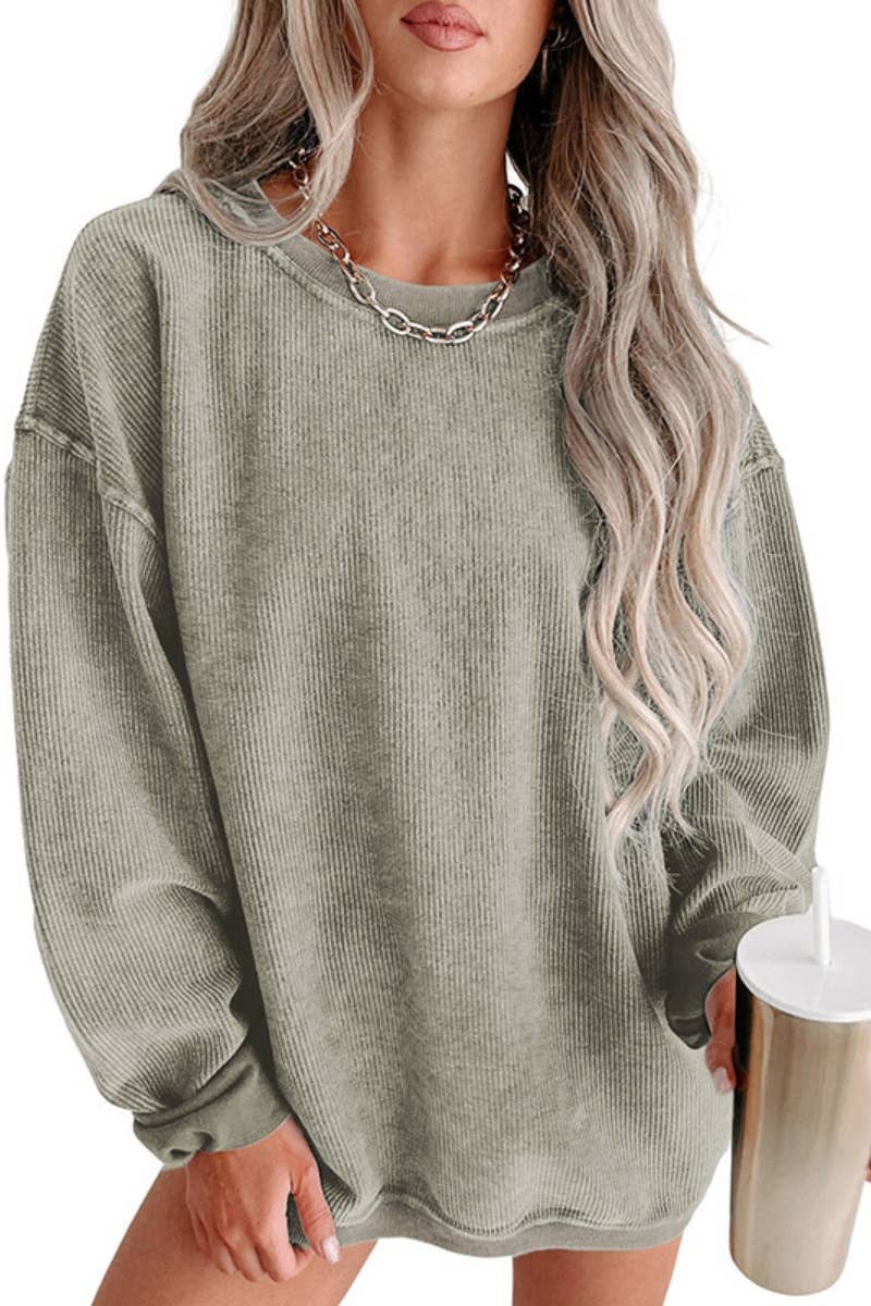 CWOSWL6662_FALL KNIT CREW NECK LONG-SLEEVED SWEATER