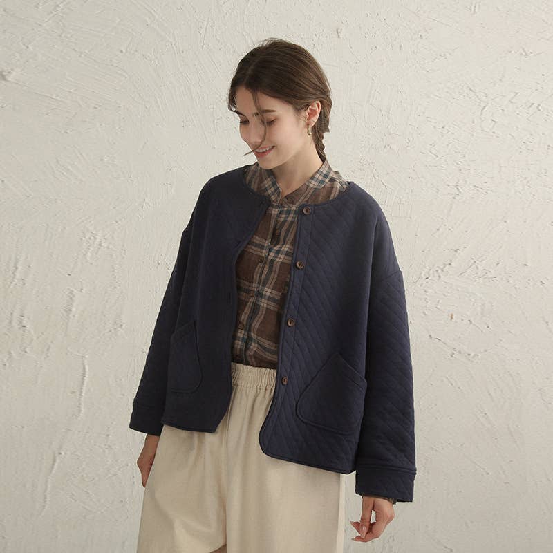 Diamond-shaped double-sided cotton jacket