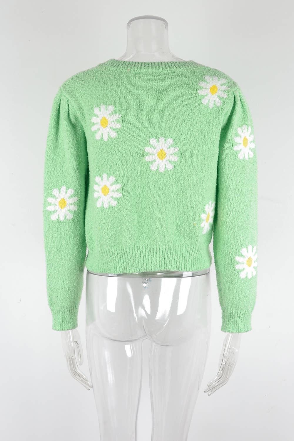 DAISIES ROUND NECK FLOWER KNIT FASHION SWEATER