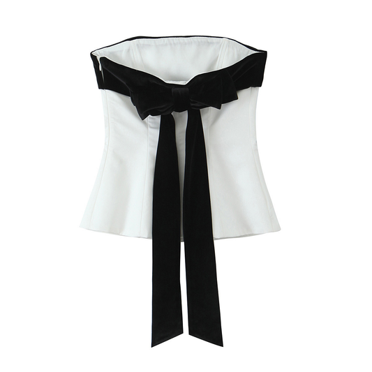 Bow Knot Tube Top – French Style Crop Top_CWTHT0234