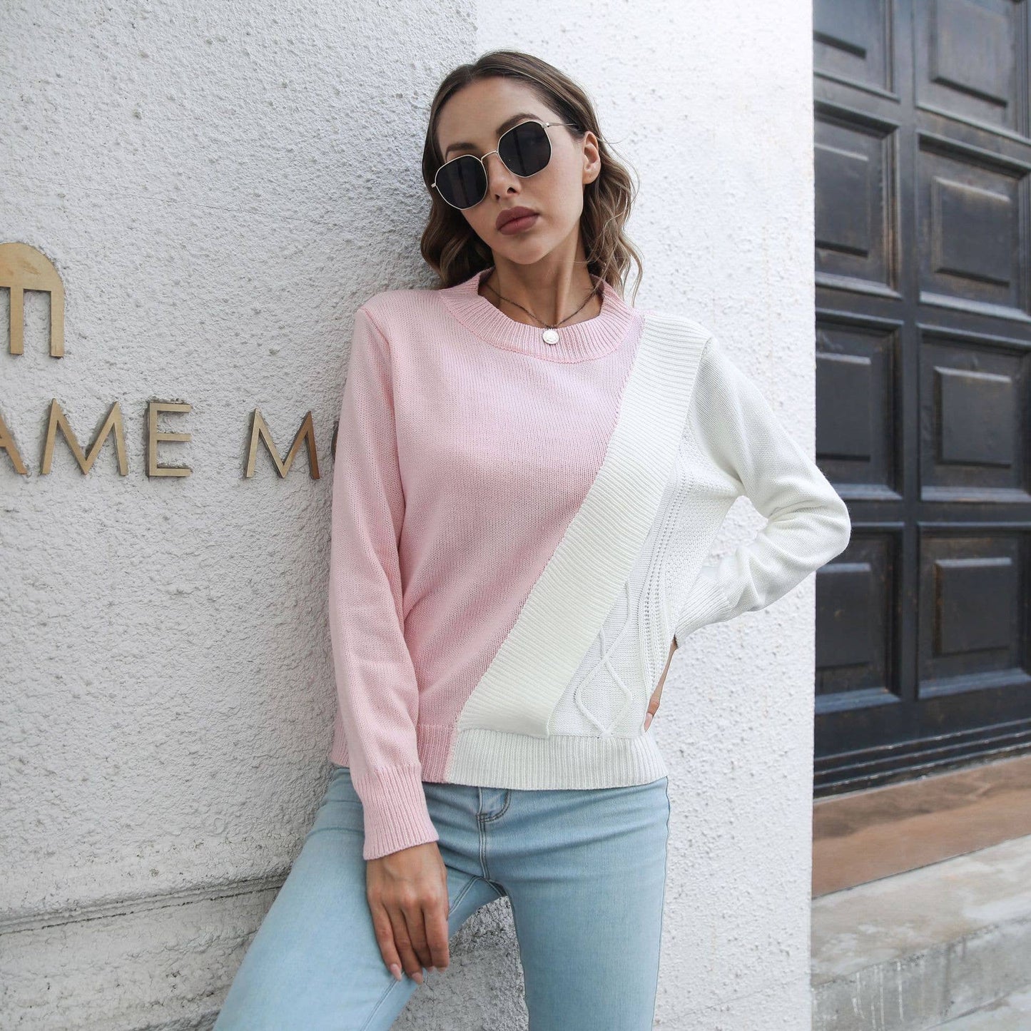 DESIGN SENSE TWIST THREE-DIMENSIONAL SWEATER