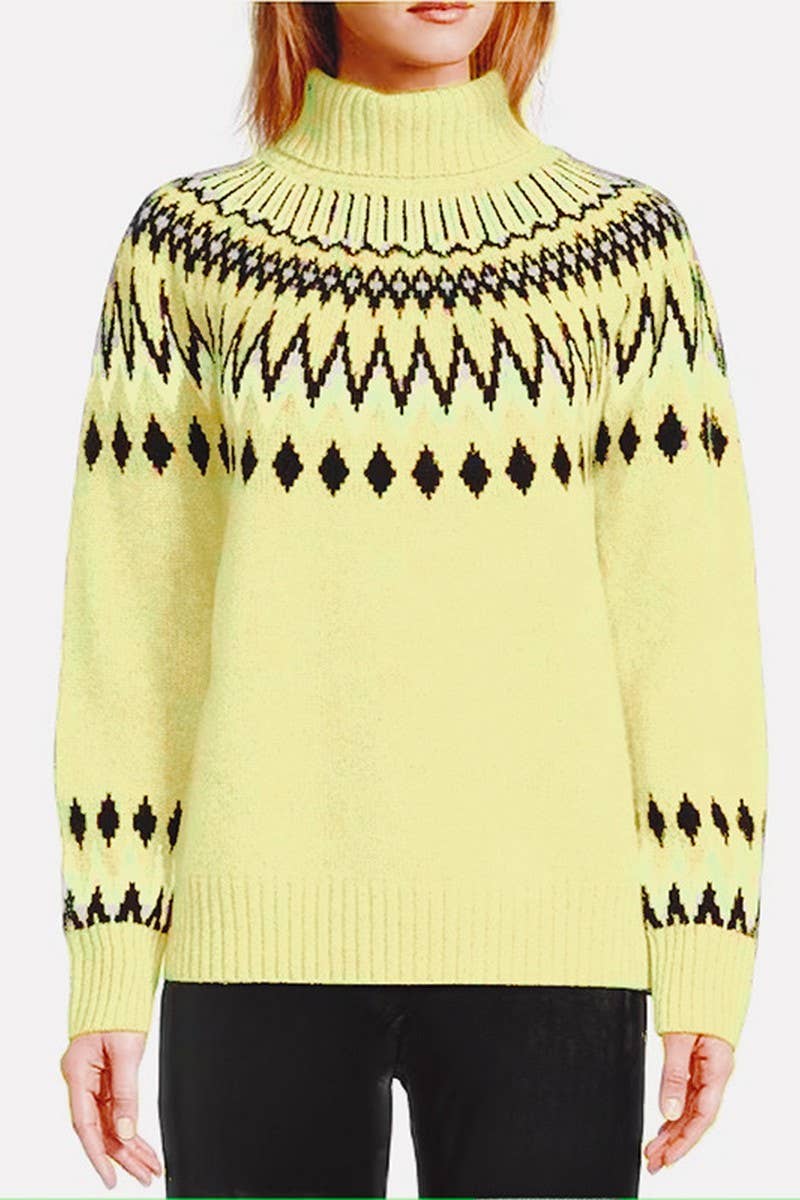CWOSWL07656_COLORBLOCK TURTLENECK KNITTED PULLOVER SWEATER