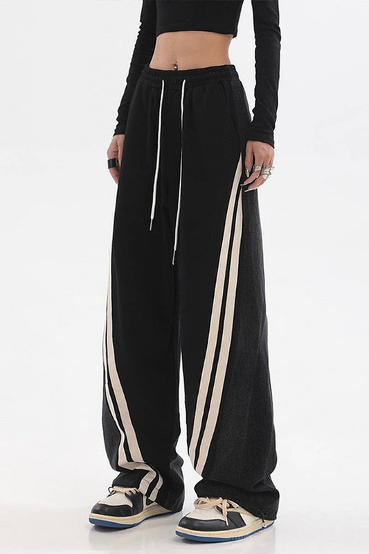 CWBLP1840_SPORTS CASUAL STITCHING LOOSE WIDE-LEG PANTS