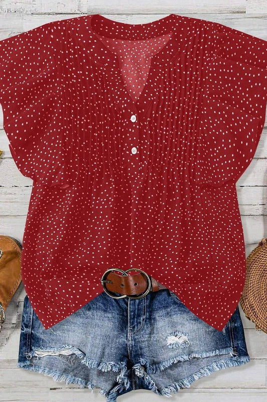 CWTTSL0333_SWEET PRINCESS SLEEVE V-NECK CHIFFON SHIRT