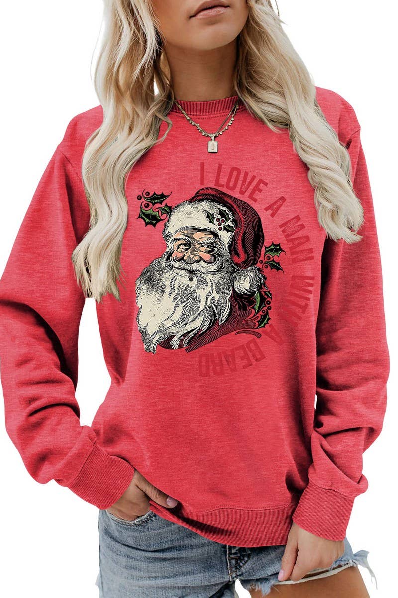 CWTBLL01329_SANTA LETTER PRINT CHRISTMAS PULLOVER SWEATSHIRT