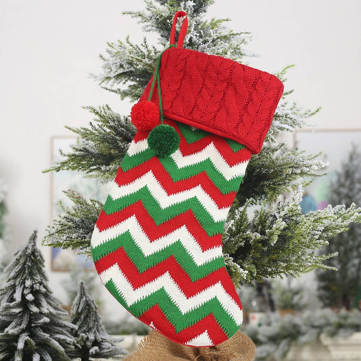 CHRISTMAS DECORATIONS WITH VARIOUS CHRISTMAS SOCKS