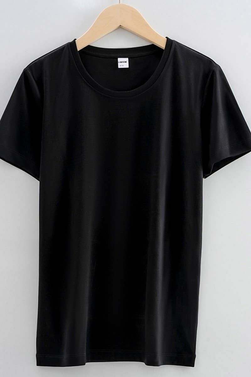 CWTTS1040_SOLID COLOR CASUAL ROUND NECK WOMEN T-SHIRT