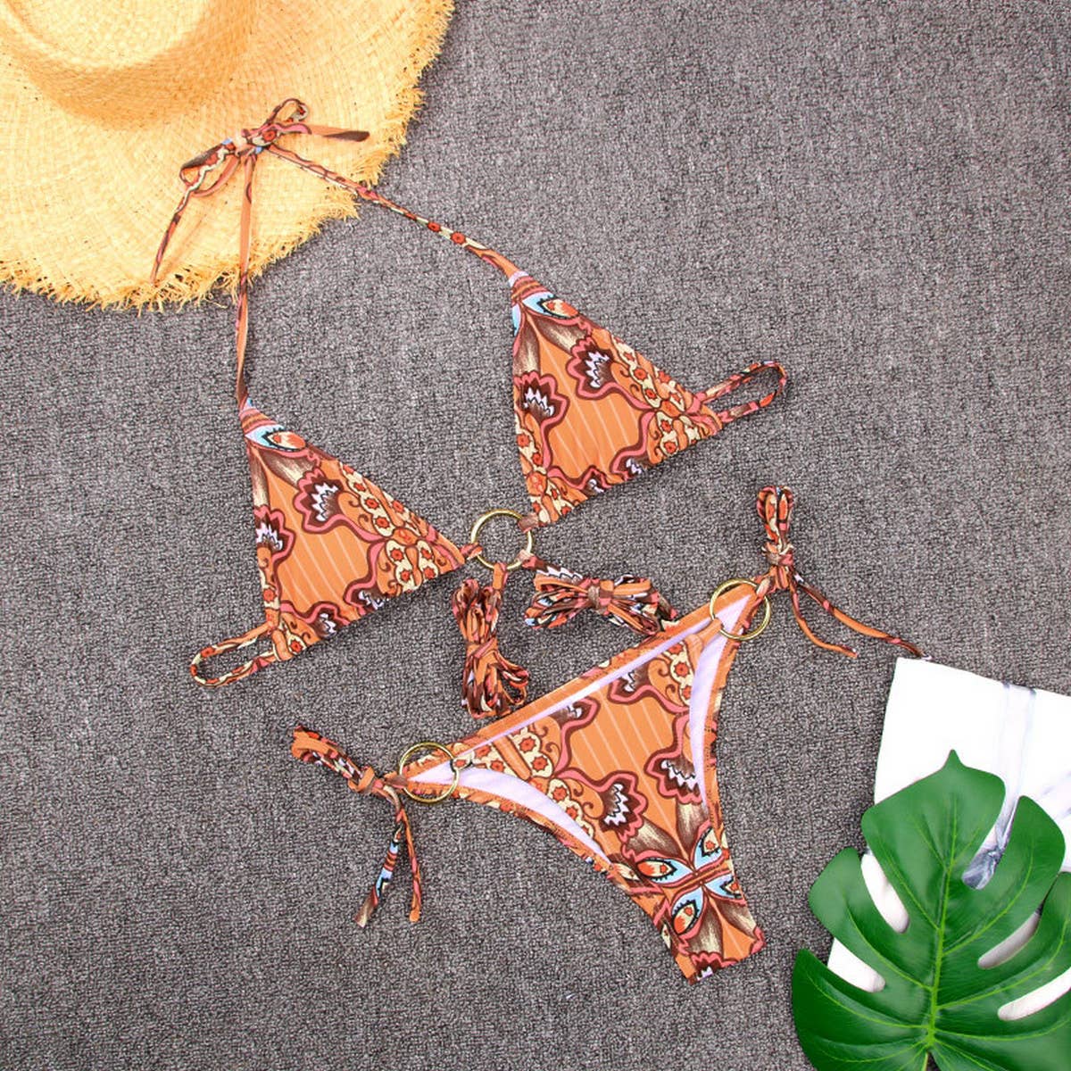 Metal Ring Bikini Set - Sexy Tie Side Swimsuit