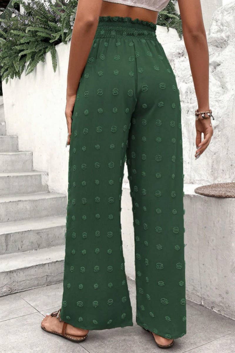CWBLP0686_HIGH WAIST JACQUARD WIDE LEG CASUAL LONG PANTS