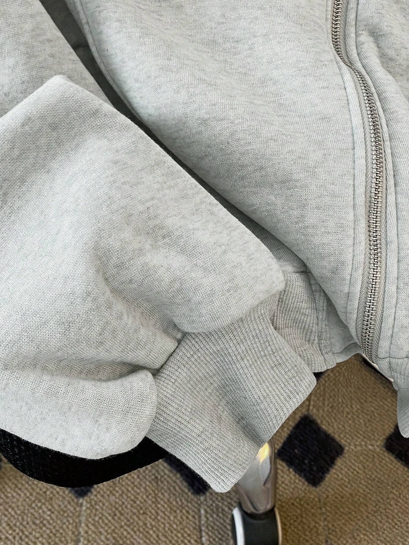 Design sense irregular double zipper hoodie