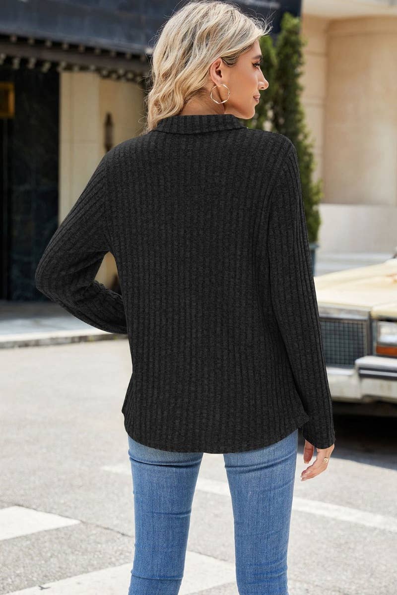 CWOSWL6560_WINTER POCKET LONG SLEEVE V-NECK SWEATER