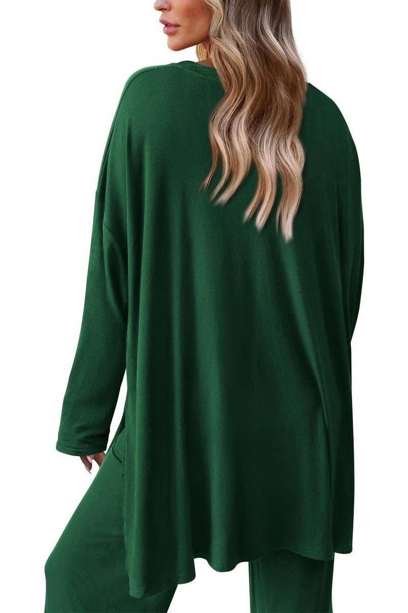 CWSTB00483_2025 KNIT LOUNGE SET WOMEN 2 PIECE CASUAL OUTFITS