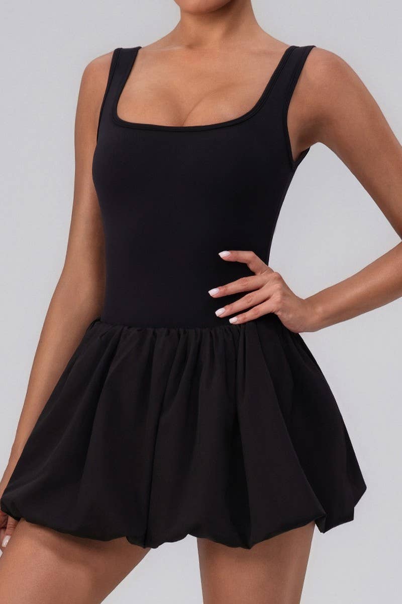 CWDSD8833_FITNESS YOGA PLEATED SKIRT FAKE TWO-PIECE DRESS