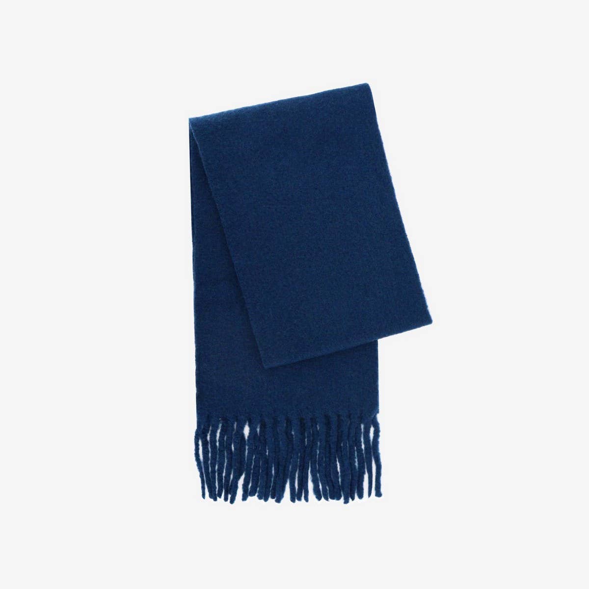Iceland Blue Wool Scarf ? Long Winter Tassel Wrap