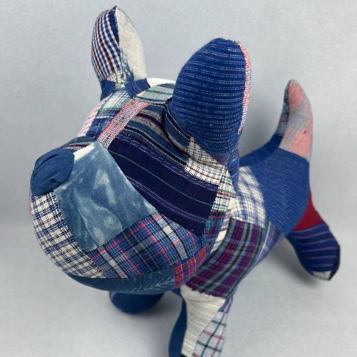 Indigo Dyed Fabric Patchwork Plush Animal Toy
